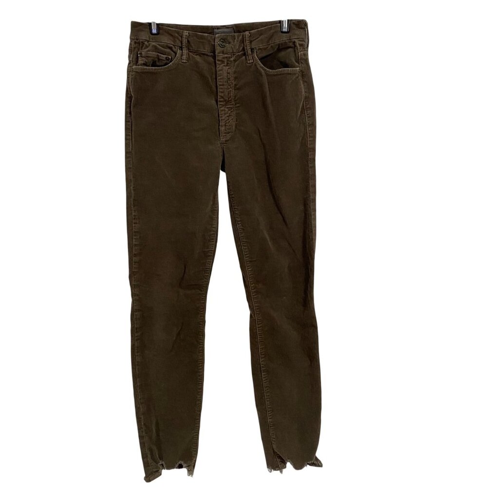 Mother High‎ Waisted Looker Ankle Chew Corduroy Jeans in Taupe Size 26
